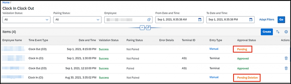 Approval Status Clock In Clock Out Workflow